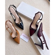 CNK slingback shoes with silver logo buckle and pointed heel - Genuine quality