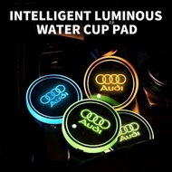 2pcs Luminous Car Logo Water Cup Coaster 7 Colors For Audi A4 B5 B6 B7 8P 8V 8L A5 C7 4F A8 Q2 Q7 Q8