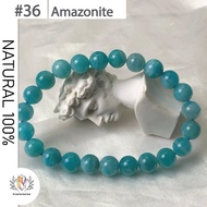 #36【Ready Stock 100% Amazonite】Gelang Krystal Asli Amazonite Biru