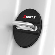 [Ready Stock] Sports 1/4pcs Car Door Lock Protective Cover Carbon Fiber Door Lock Shock Absorber Ant