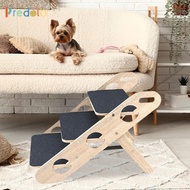 [Predolo] Wood Pet Stairs Carpeted 3 Tiers Dog Stairs for Small Dogs Extra Wide Pet Steps for Couch 