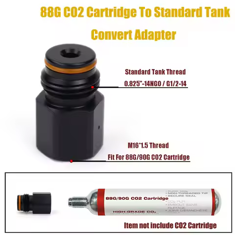 Convert Adapter 88G CO2 Cartridge (M16 Thread) To Standard Cylinder (0.825”-14NGO & G1/2 Thread)