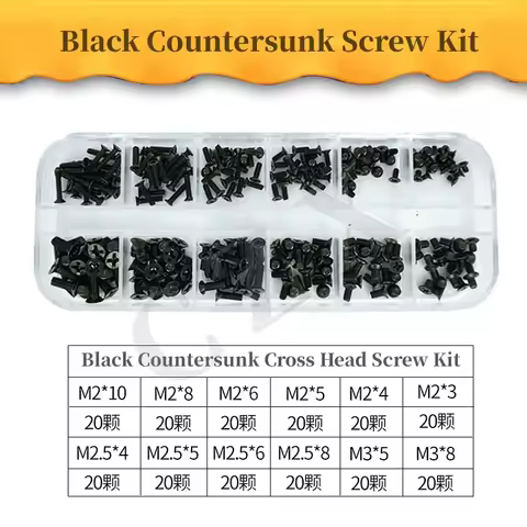 240pcs M2 M2.5 M3 Screw Set KM Machine Repair Screw Flat Head Phillips Drive Accessories for Compute
