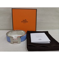 Milan Classic Authentic_HERMES Clic Clac H Light Blue Enameled Silver Plated Bracelet | www.milancla
