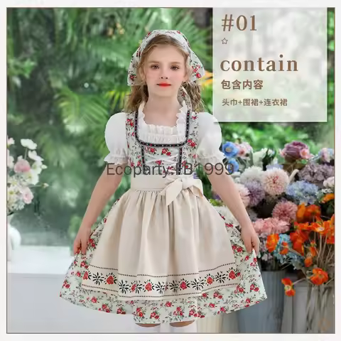 4 Types Girls Classic Historical Colonial Pioneer Cosplay Costume Vintage Munich Oktoberfest Dirndl 