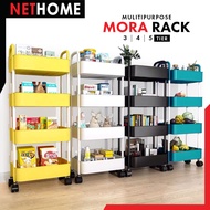 ⚡️NETHOME⚡️MORA 3 /4/5 Tier Multifunction Storage Trolley Rack Office Shelves Home Kitchen Rack