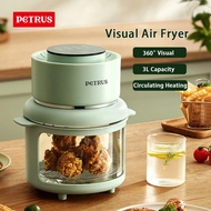 Petrus Air Fryer  One-Touch Screen Small Air Fryer with 8 Precise Presets All-around Visual Glass Air Fryer Cooker PE7630
