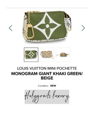 Louis Vuitton Mini Pochette Monogram Giant Khaki Green Beige