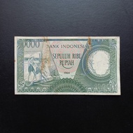 Uang Kertas Kuno Indonesia Rp 10000 Rupiah 1964 Seri Pekerja Tp195ph