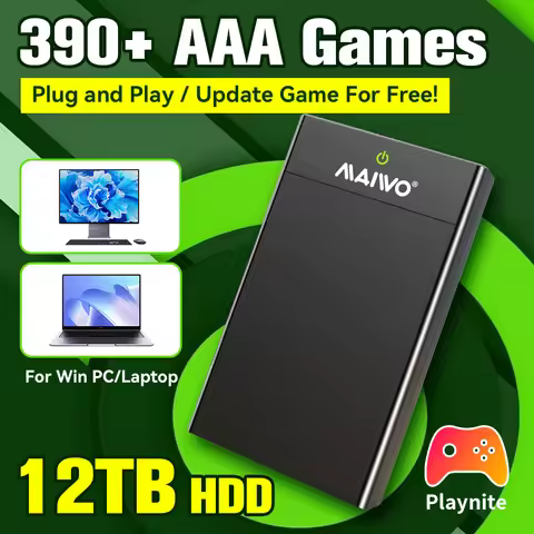 New 12TB External Gaming HDD with 390+AAA PC Games Playnite System Video Game Console Emulation Supp