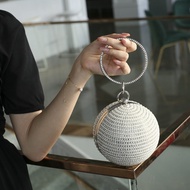 GFS store Round Bag High Quality Pearl Handbag Evening Dress Diamond Evening Bag Diagonal Chain Ball