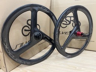 SILVEROCK Trispoke 3 Spokes Carbon Wheels 451 20in 1 1/8 or 1 3/8 Disc Brake Clincher for D8 TERN Verge D9 FNHON Tornado Blast KONE Folding Bike Wheelset