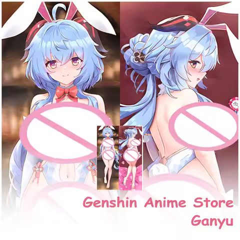 Dakimakura Genshin Impact Bunny Girl Ganyu Body Pillowcase Cosplay Props Anime Double-Sided Printed 