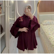 MUSHROOM RAYON TWILL EMBROIDERED BLOUSE BLOUSE WOMEN CUTE BLOUSE WOMEN BLOUSE