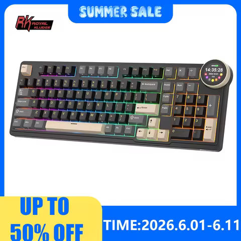 RK ROYAL KLUDGE N99 Multi-function Screen Mechanical Keyboard 98 PBT Keycaps RGB Gasket Tri-mode Gam