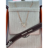 Hermes Mini Pop H Necklace in Blanc / RGHW