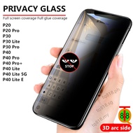Huawei P20 P30 P40 Pro Lite E 5G / Black edge privacy tempered glass / phone screen protector