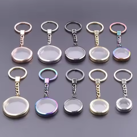 1Pc DY7 Hot Sale 25-40mm Metal Round Glass Floating Living Picture Locket Relicario Pendant Keychain