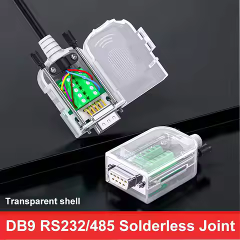 1pc DB9 Solderless Connector 9-pin Breakout Terminal Adapter RS232/COM Serial Port Plug Transparent 