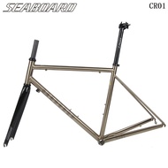 TSUNAMI SEABOARD CR01 ultra-light road bike frame 700 * 23/25c Renault 520 steel frame with 4130 chrome molybdenum steel brushed silver carbon fiber front fork including tube bicycle accessories parts