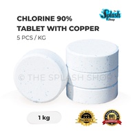 𝐂𝐇𝐋𝐎𝐑𝐈𝐍𝐄 - Swimming Pool Tablet Chlorine 90% with Copper 1KG