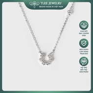 TLEE women's silver necklace with curved flowers and high-quality stones TLEE JEWELRY D0120