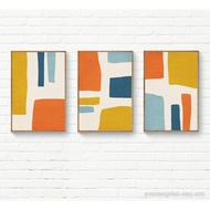 Tranh treo tường | Bộ 3 tranh nhà bếp / MidCentury Modern Print Set / Orange Yellow Light Blue /