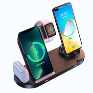Shapawoo 2023 new Wireless Charger 6 in 1 เครื่องชาร์จไร้สาย Stand 10W fast charging for iphone Apple Watch Airpods แท่นชาร์จไร้สายตั้งโต๊ะ