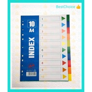 A4 PP Color Index Divider/HT Plastic 10 Index Divider