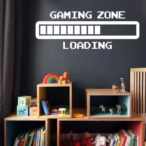 Gaming Zone Retro Loading Wall Art Stickers Gamer Vinyl Decals Home Decor for Boys Room Teens Bedroo