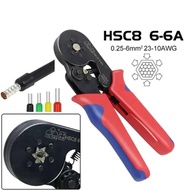 HSC8 6-4A 1200 pcs Ferrule Crimper Plier Kit 0.25-10mm2 AWG23-7 Tubular Terminal Crimping Tool Wire 