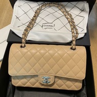 全新 new Chanel CF 25cm classic flap beige caviar calfskin handbag 香奈兒 經典斜挎包手袋 A01112 荔枝牛皮 2021年最新焦糖米白色