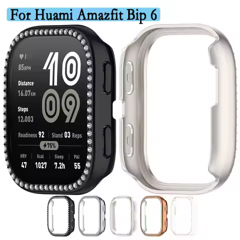 For Huami Amazfit Bip 6 Watch Case With Plastic Diamonds Hollow Protective PC Shell Durable Watch Co
