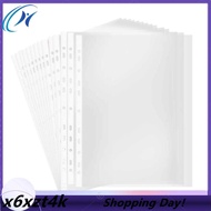 100Pages A4 Punched Pocket Sheet Protector Clear 11-Hole Sheet Protector Binder Pocket Paper File Le