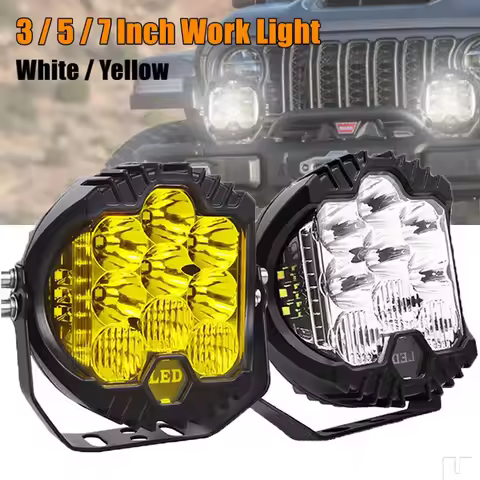 White 3''5''Inch LED Headlights DRL Hi/Lo Beam 50W 12V 24V Yellow led 7inch Jeep Spot light For Niva