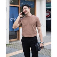 Beppu Waffle Knit T-Shirt In Milo - Premium Men's Plain Waffle T-Shirt In Milo Brown - Byblank