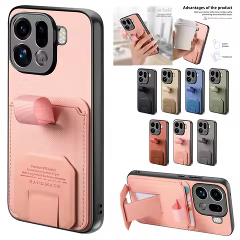 Card Holding Slot Case For Realme 15 14 13 Pro Plus 15T C75 C65 P3 Neo 7X GT8 Pro OPPO F31 Stand Wri