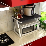 Microwave Oven Rack 2-Layer Kitchen Rack Oven Storage Seasoning Supplies Rack Double-Layer Rice Cooker Rack