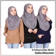 FC Mart - Ironless Muslimah Blouse / Blause Wanita Labuh / Women Long Sleeves Top / Baju Perempuan Style Lengan Panjang