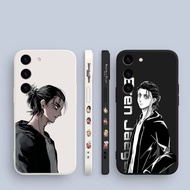 Anime Attack On Titan Eren Jaeger Side Printed Liquid Silicone Phone Case For Samsung Galaxy S23 S22 S21 S20 FE Ultra Plus S10 S10E S9 S8 Lite Plus 5G