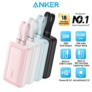 Anker Zolo Powerbank 20000mAh 30W Fast Portable Charger Built-in USB-C Lightning Cables Power Bank F