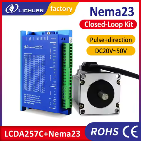 Lichuan closed loop stepper motor Nema23 1Nm 1.5Nm 2Nm with driver kit LCDA257C 6A power for CNC rou