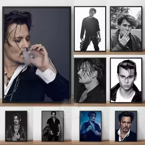 Modern Fashion Aesthetic Wall Art Actor Johnny Depp Famous Movie Star Canvas Poster Prints Home Bedr