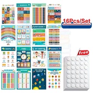 16in1 Set Kid Learning Poster Wall Chart Educational Poster Pendidikan Awal Prasekolah ABC