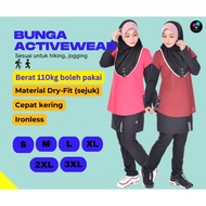 Asyiqmuslim  Baju Sukan Wanita ( Set Baju + Seluar) BUNGA Pakaian Sukan Muslimah