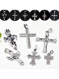 4入不鏽鋼朋克風十字掛件，可用於耳環、項鍊和毛衣鏈裝飾