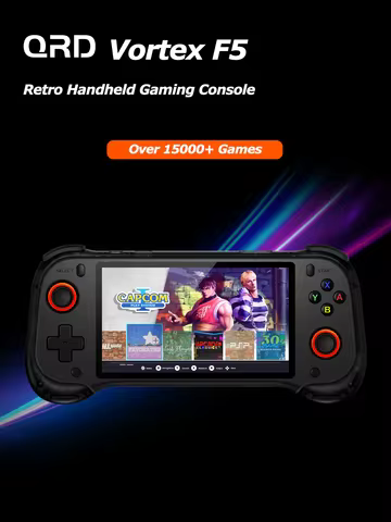 Original QRD Vortex F5 Retro Handheld Game Console 5.5 Inch IPS Screen Linux System HALL Joystick LE