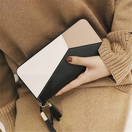 long wallet woman wallet woman Contrast Color Stitched Student Wallet - Korean Style