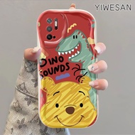 YIWESAN Casing Hp Xiaomi POCO M3 Pro 4G POCO M3 Pro 5G Redmi Note 10 5G Note 10T 5G Note 10 Pro Max Note 11 SE 5G Case Pola Kartun Red Winnie Bear pencegahan jatuh Silikon Casing Hp transparan Softcase Kesing bergelombang Cases