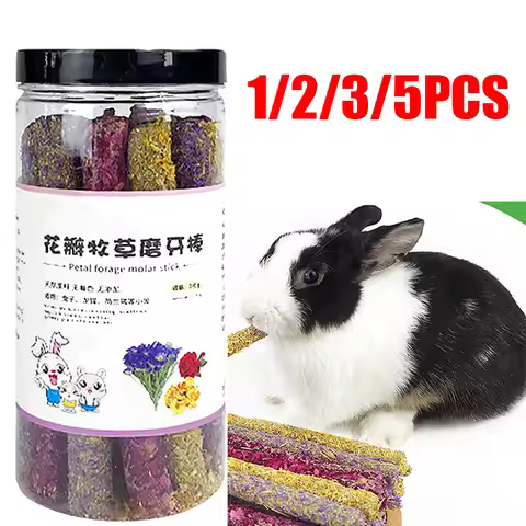 1-5PCS Teeth Grinding Sticks Rabbit Hamster Snack Rabbit Snacks Petal Grass Snacks And Grinding Teet